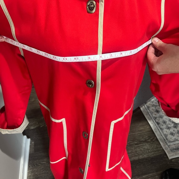 Vintage 1986 Bonnie Cashin Russel Taylor Long Red and Tan Trench Coat Size 8/10 - Picture 11 of 16